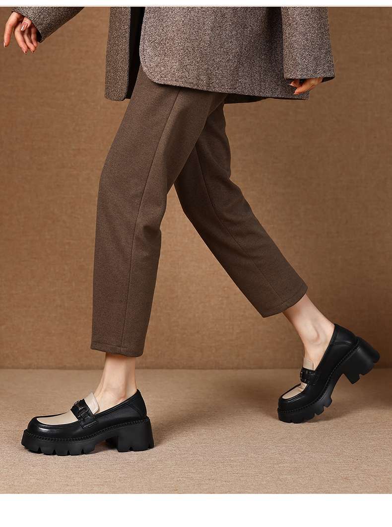 ローファーレディース モダンスタイル ゴツめデザイン 厚底ローファー