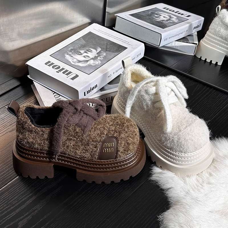 ローファーレディース もこもこ厚底ローファー