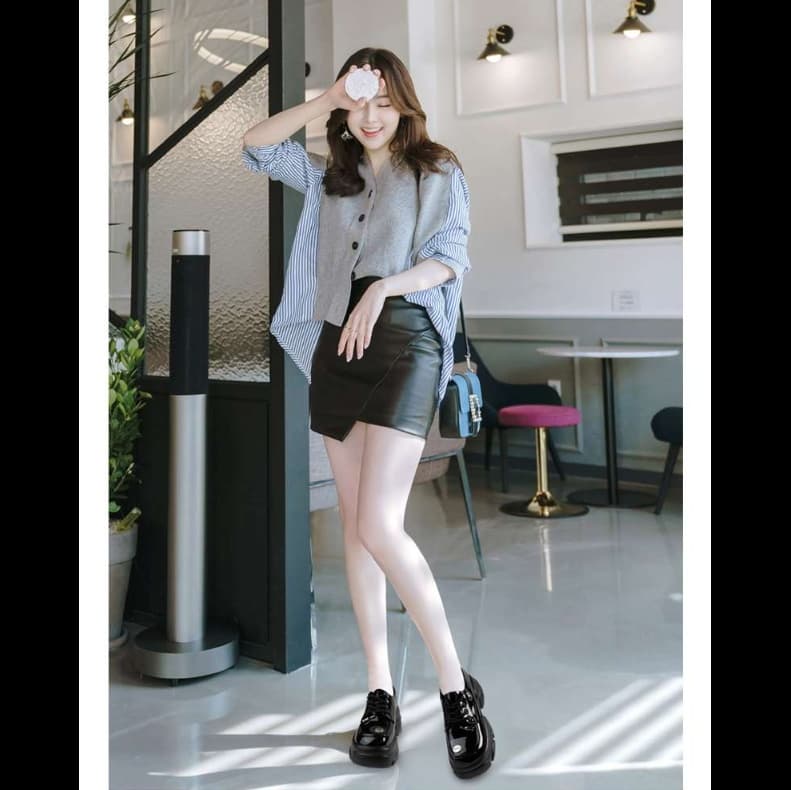 ローファーレディース 上品モダン厚底カジュアルレースアップシューズ