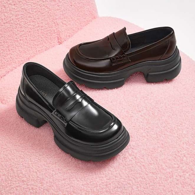 ローファーレディース エレガントモダン厚底ベーシックローファー