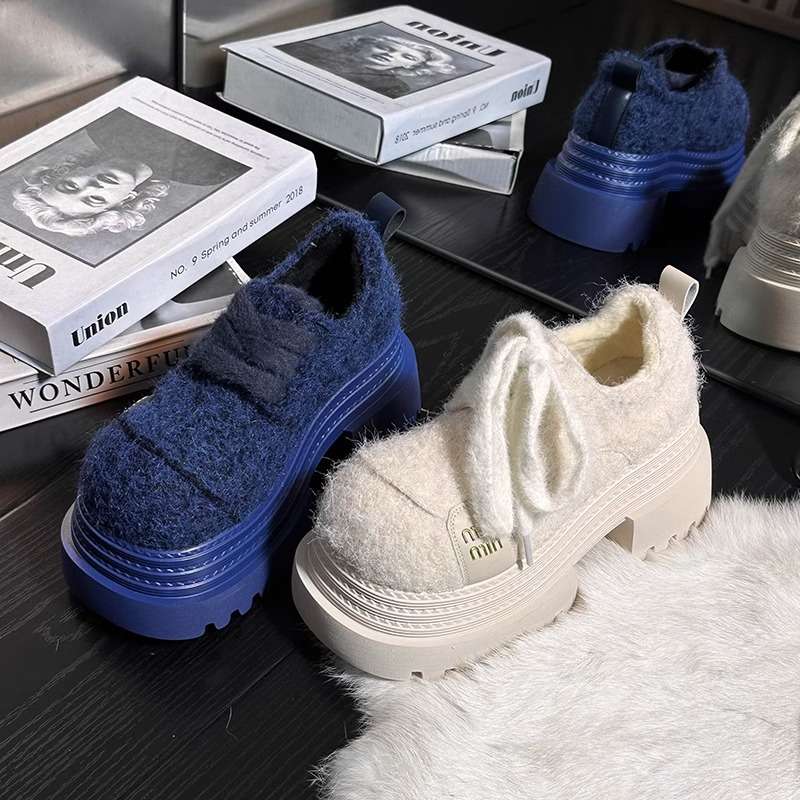 ローファーレディース もこもこ厚底ローファー