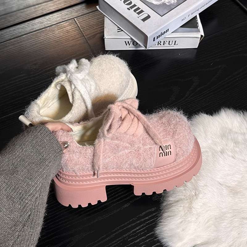 ローファーレディース もこもこ厚底ローファー