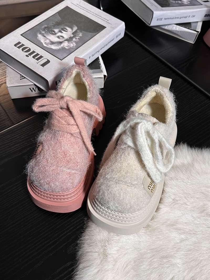 ローファーレディース もこもこ厚底ローファー