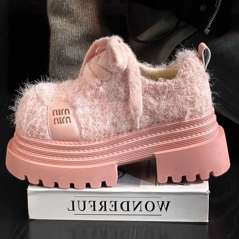 ローファーレディース もこもこ厚底ローファー