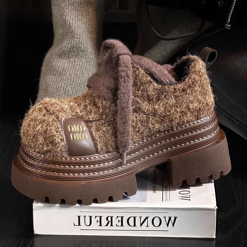 ローファーレディース もこもこ厚底ローファー