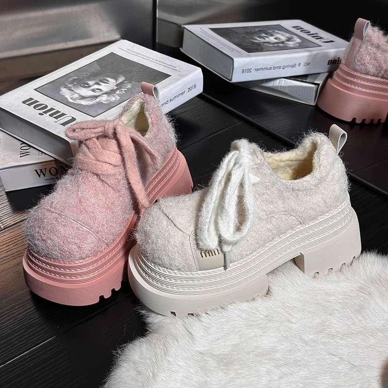 ローファーレディース もこもこ厚底ローファー