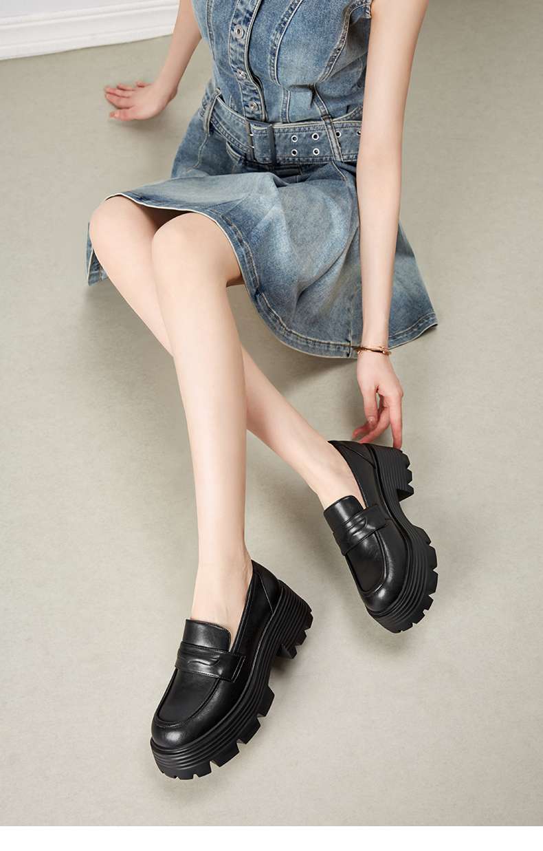 ローファーレディース クラシカル厚底ペニーローファー