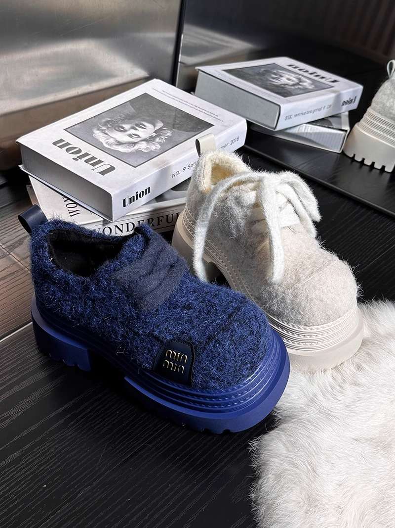 ローファーレディース もこもこ厚底ローファー