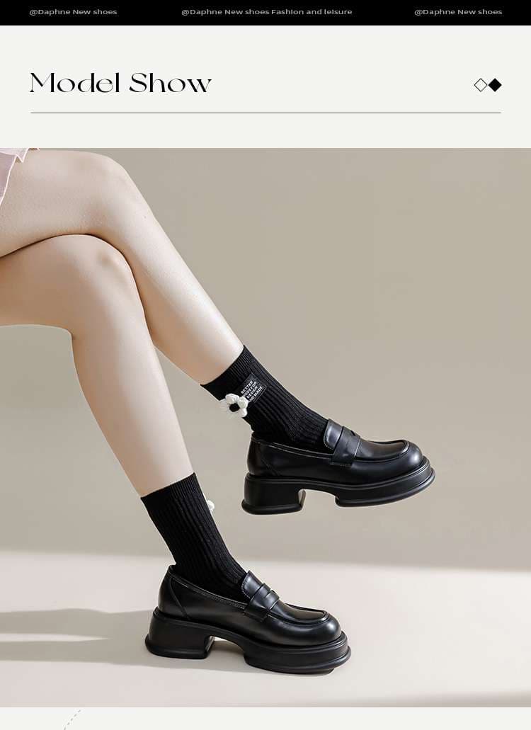 ローファーレディース クラシカル ベーシック 学生風厚底ローファー