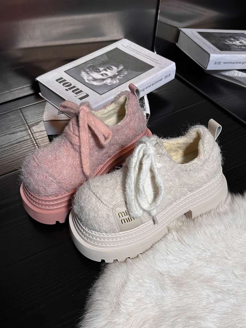 ローファーレディース もこもこ厚底ローファー