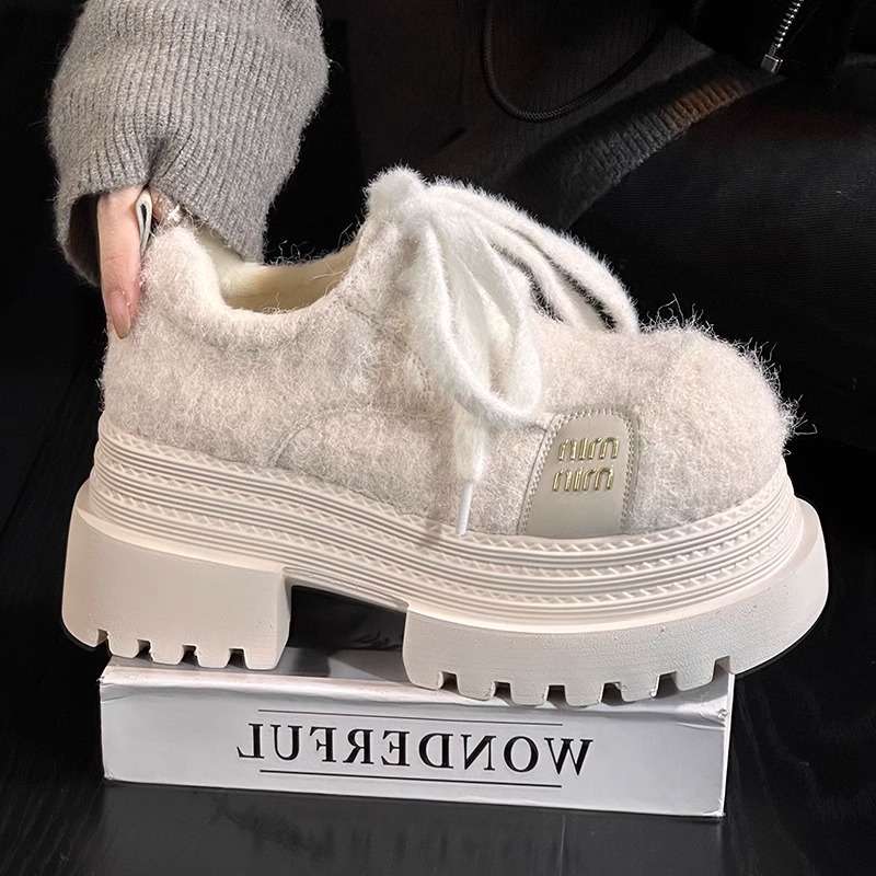 ローファーレディース もこもこ厚底ローファー