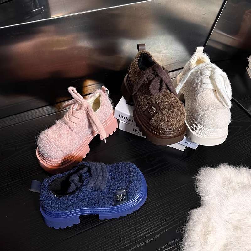 ローファーレディース もこもこ厚底ローファー