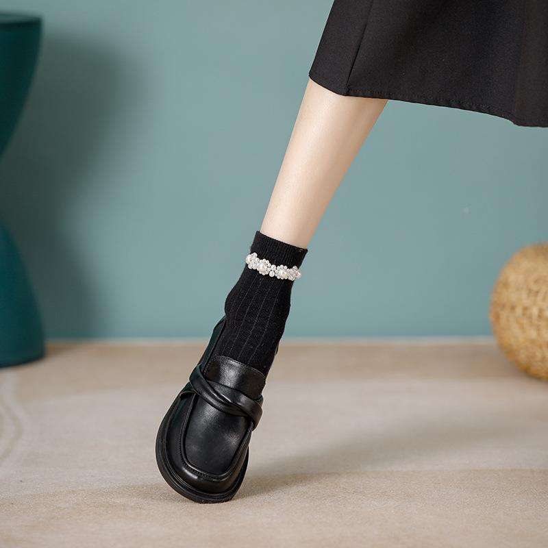 ローファーレディース クロスベルト厚底ローファー