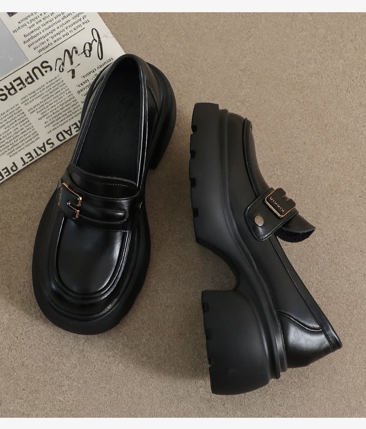 厚底コインローファーレディース