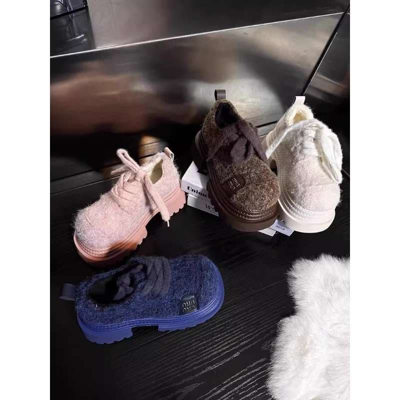 ローファーレディース もこもこ厚底ローファー