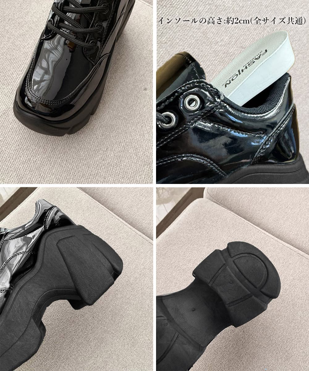 ローファーレディース 厚底ローファー編み上げ美脚韓国風レディース