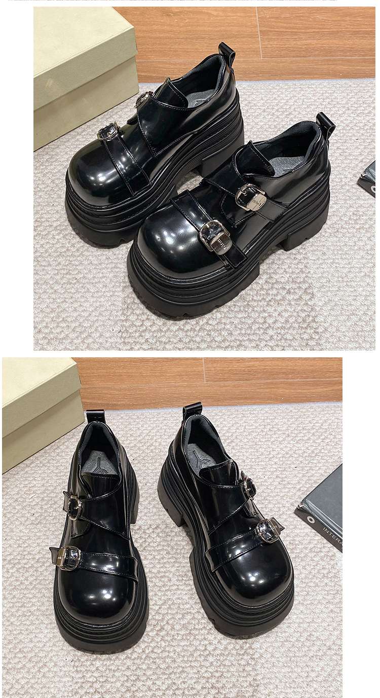 ローファーレディース クラシカル厚底バックルローファー