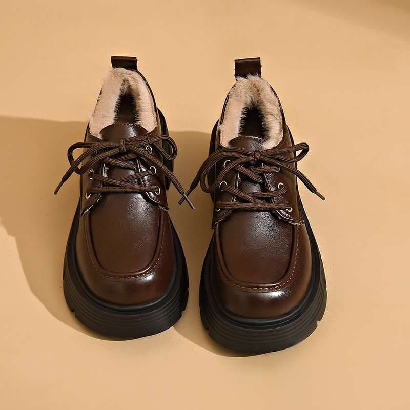 ローファーレディース もこもこ厚底あったかローファー