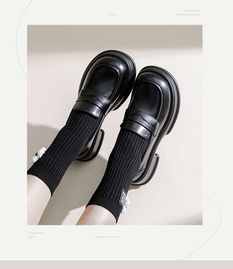 ローファーレディース クラシカル ベーシック 学生風厚底ローファー