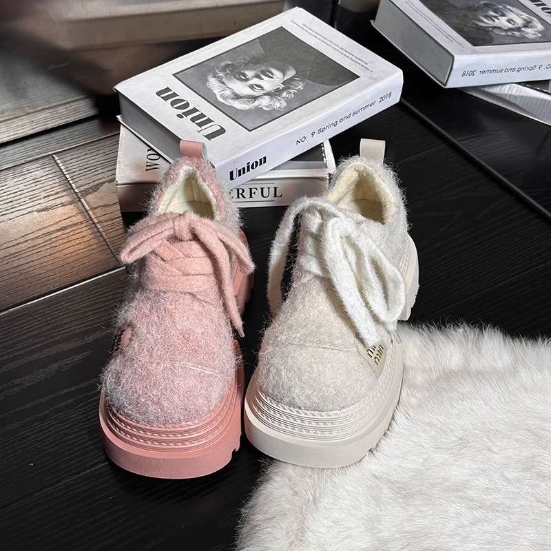 ローファーレディース もこもこ厚底ローファー