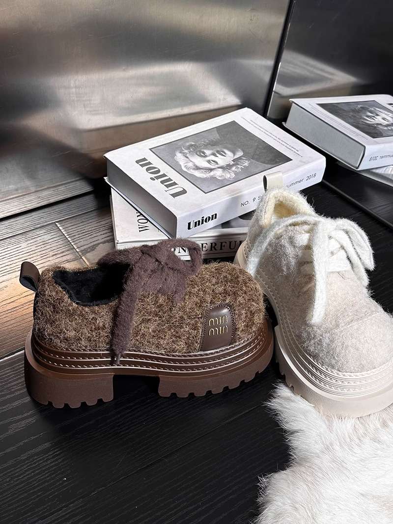 ローファーレディース もこもこ厚底ローファー