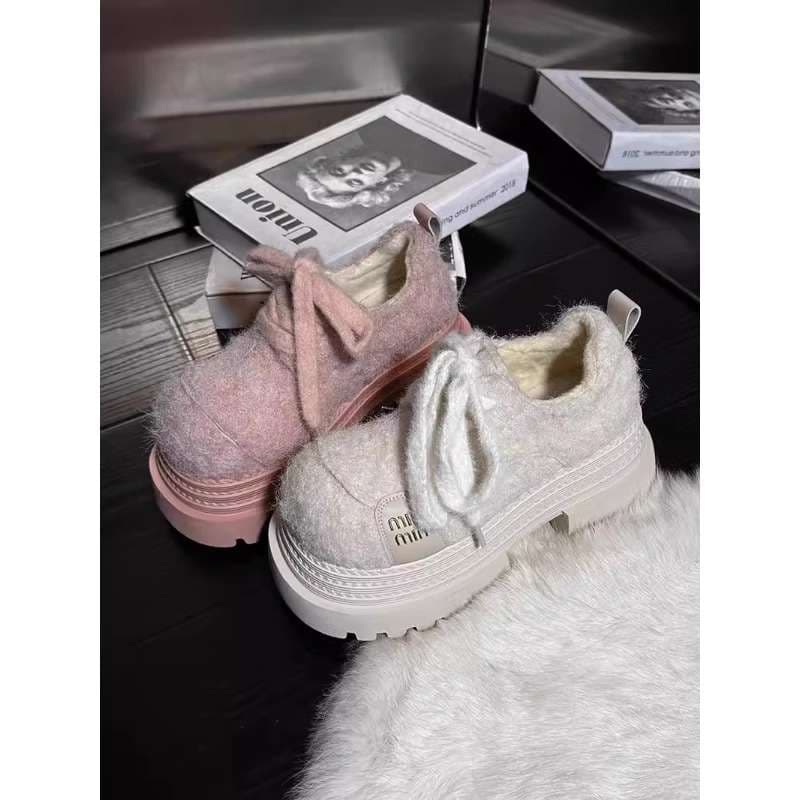 ローファーレディース もこもこ厚底ローファー