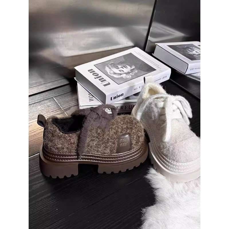 ローファーレディース もこもこ厚底ローファー