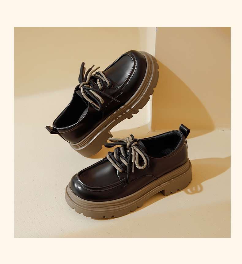 ローファーレディース ふんわりレトロ厚底ローファー