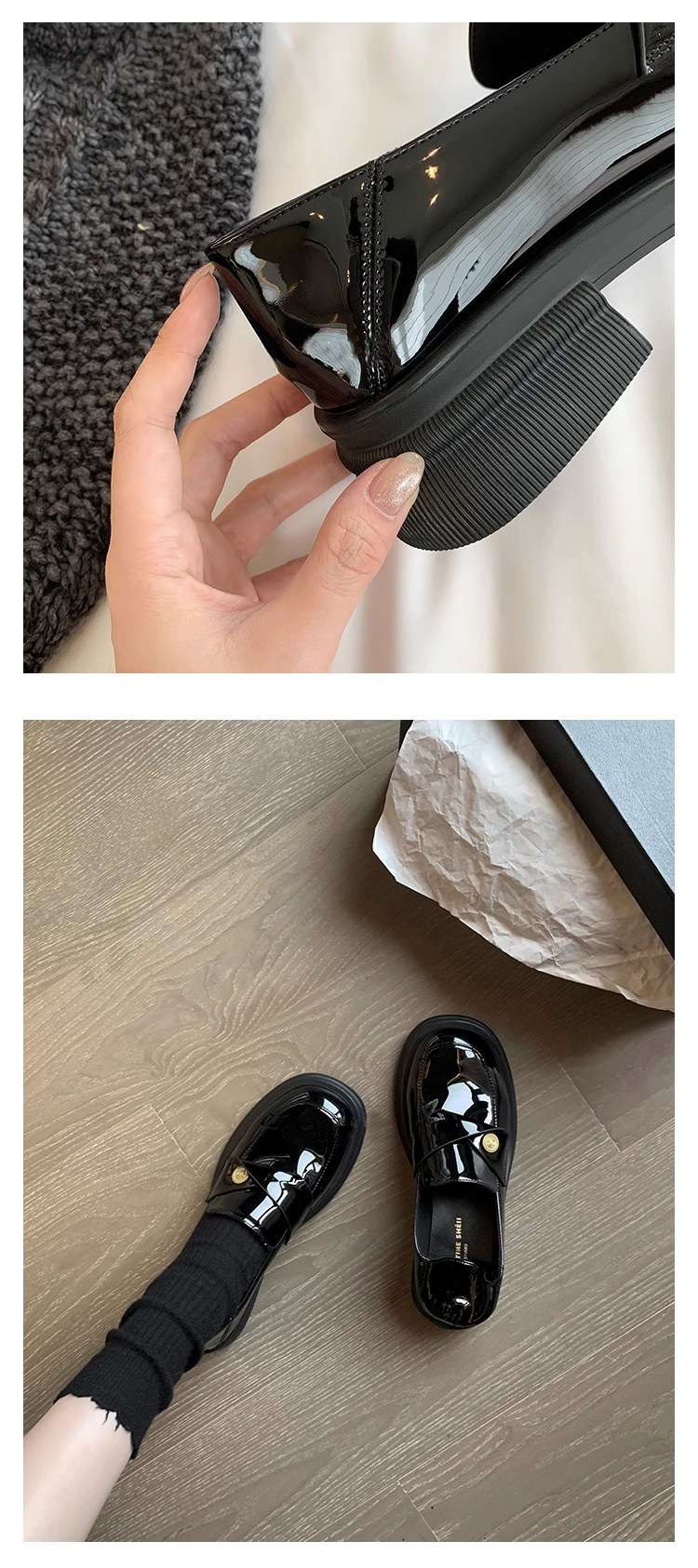 ローファーレディース 上品クラシカル スクエアローファー