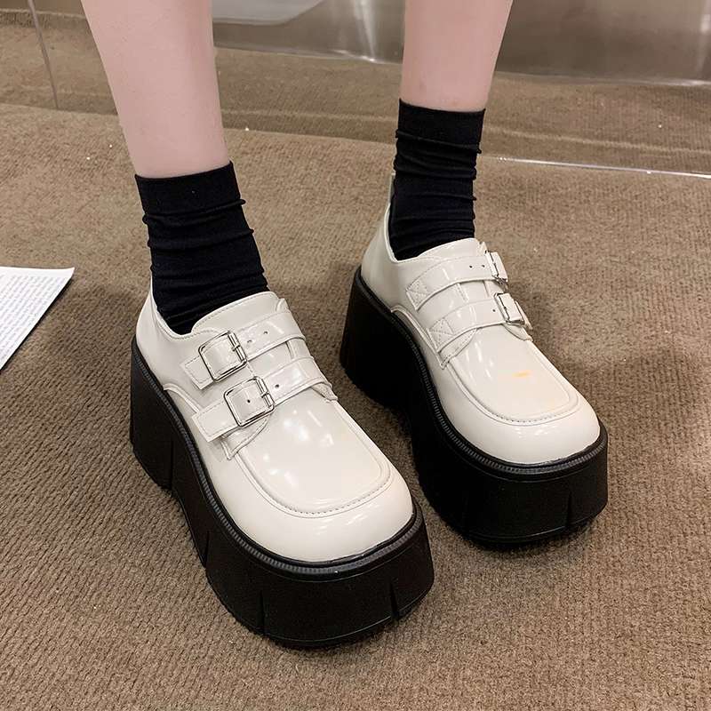 ローファーレディース トラックソール厚底ベルトローファー