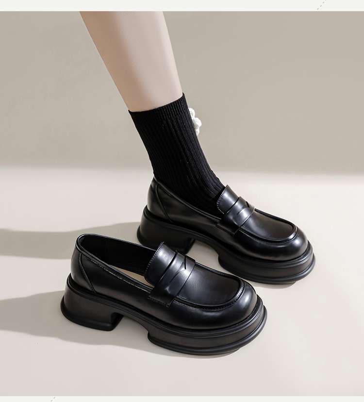 ローファーレディース クラシカル ベーシック 学生風厚底ローファー