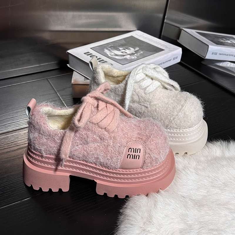 ローファーレディース もこもこ厚底ローファー